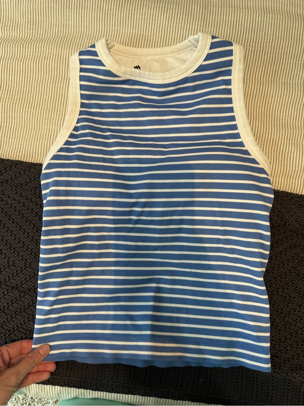 Women’s All in motion Blue & White Striped Tank with built in bra